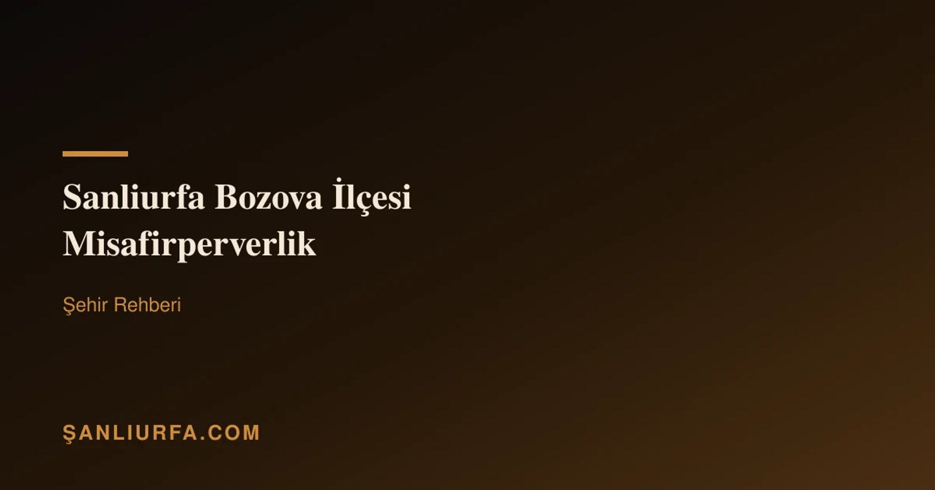 Şanlıurfa Bozova İlçesi Misafirperverlik