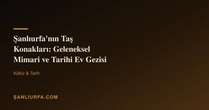 Şanlıurfa'nın Taş Konakları: Geleneksel Mimari ve Tarihi Ev Gezisi