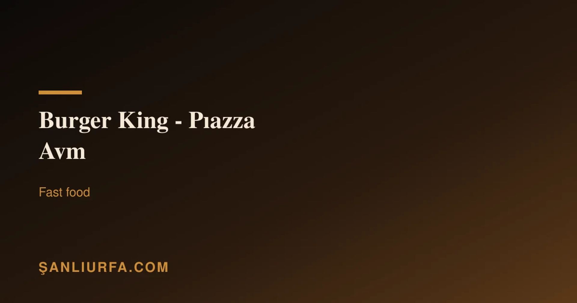 Burger King - Pıazza Avm