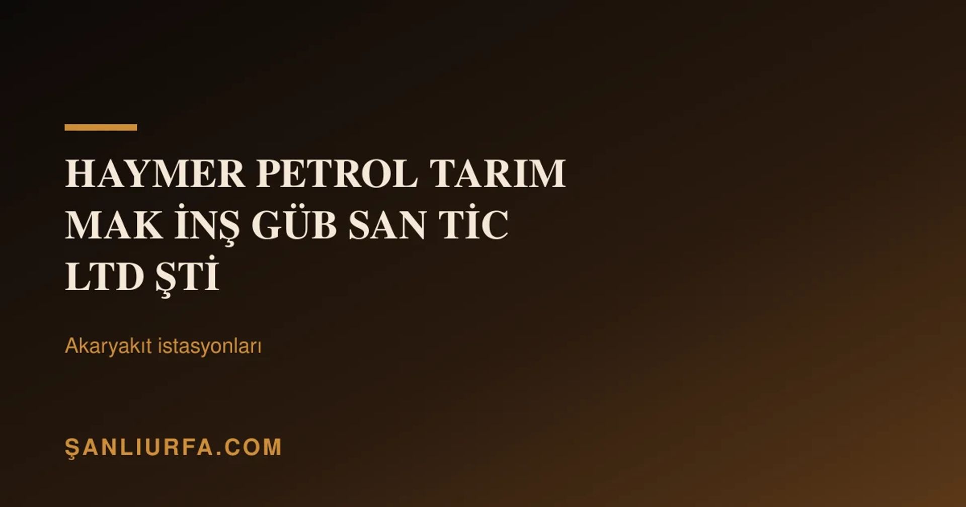 Haymer Petrol Tarim Mak İnş Güb San Tic Ltd Şti