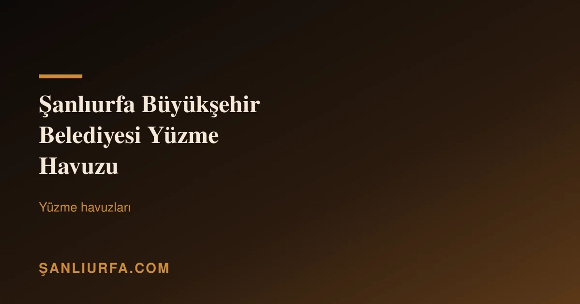 Şanlıurfa Büyükşehir Belediyesi Yüzme Havuzu