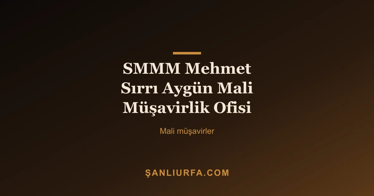 SMMM Mehmet Sırrı Aygün Mali Müşavirlik Ofisi