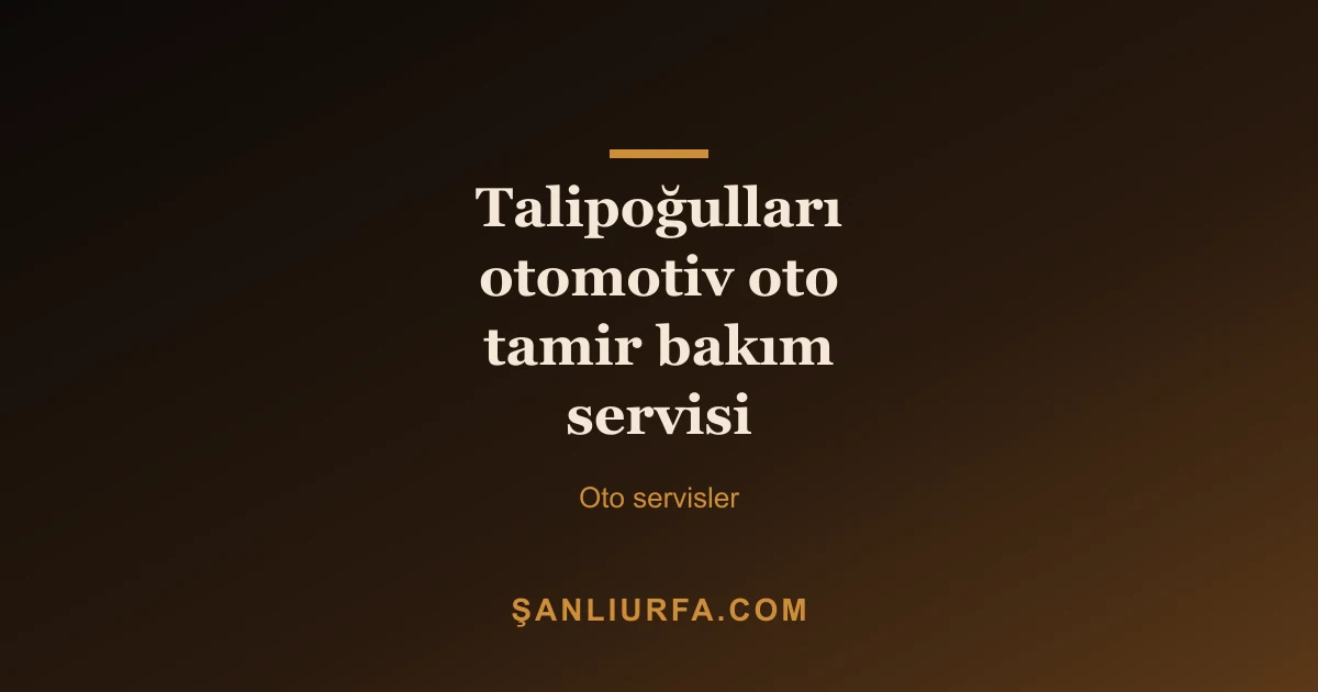 Talipoğulları otomotiv oto tamir bakım servisi